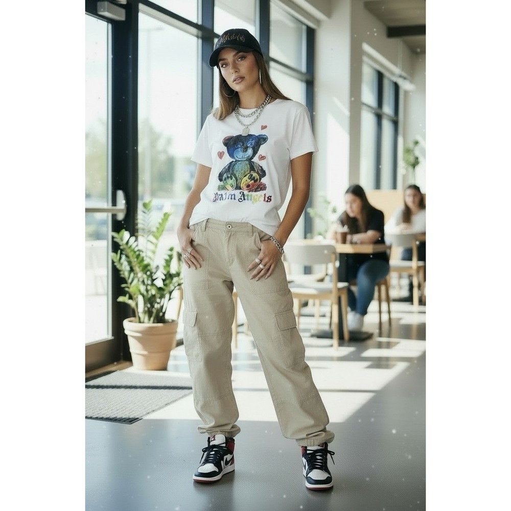 Palm Angels Women's Medium Rainbow Bear T Shirt